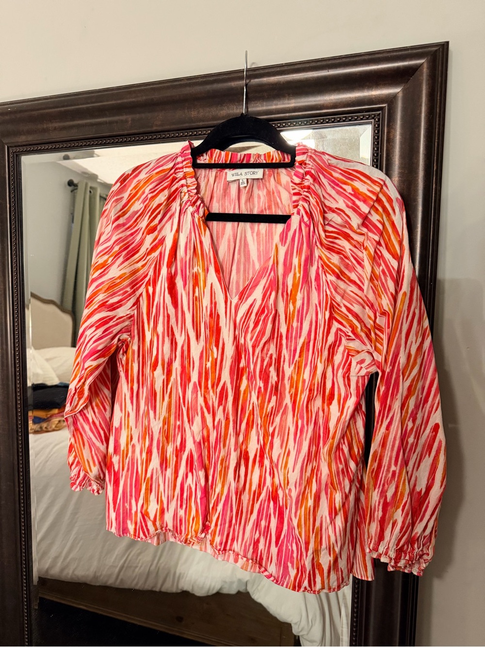 Willa Story Pink Multi-Stripe V-Neck Long Sleeve Top